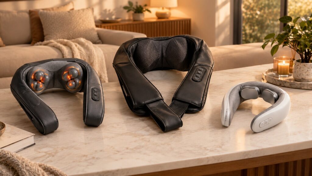 Comparing Different Electric Neck Massager Designs Different electric neck massager designs compared side by side