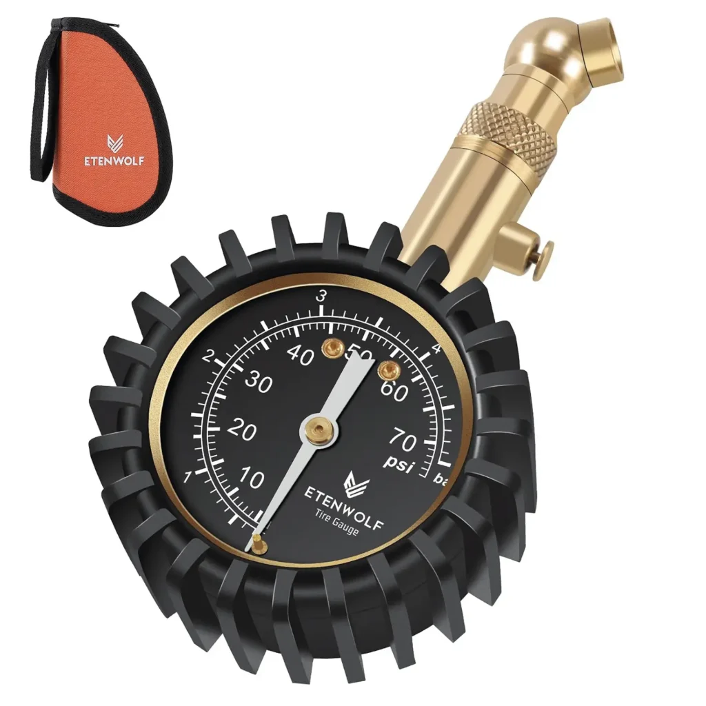 ETENWOLF analog tire pressure gauge with large glow dial