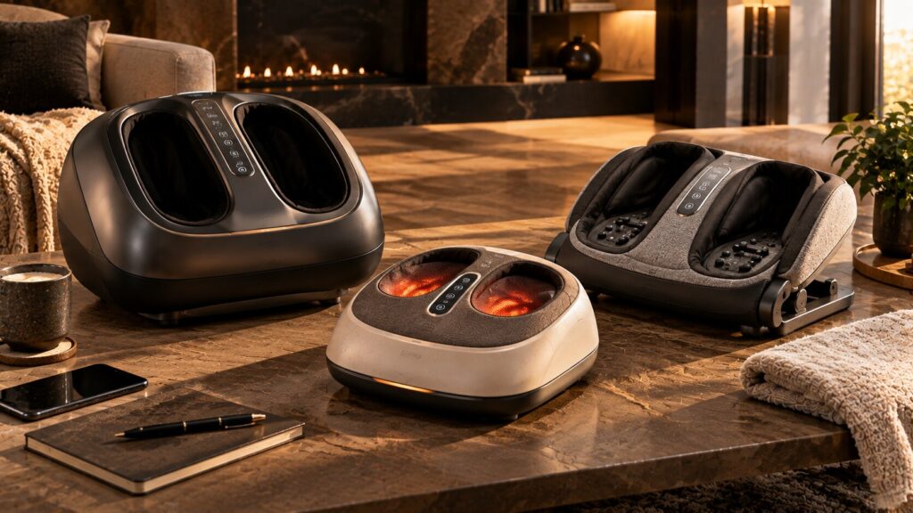 Three electric foot massagers showing different features, designs and value considerations.