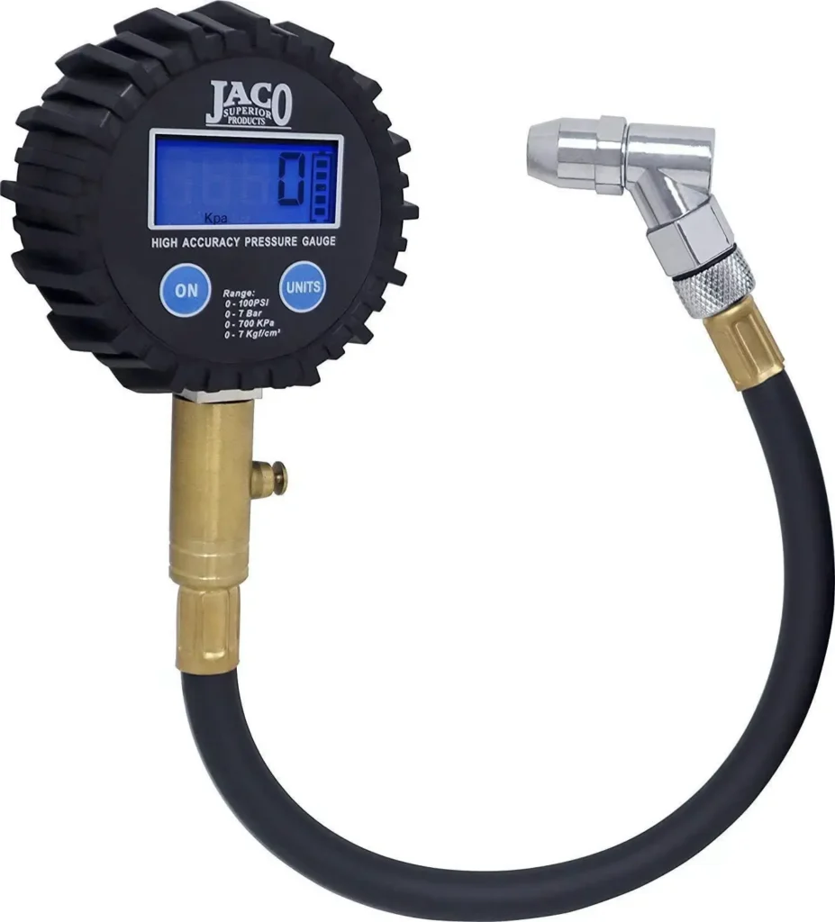 JACO ElitePro digital tire pressure gauge with brass construction